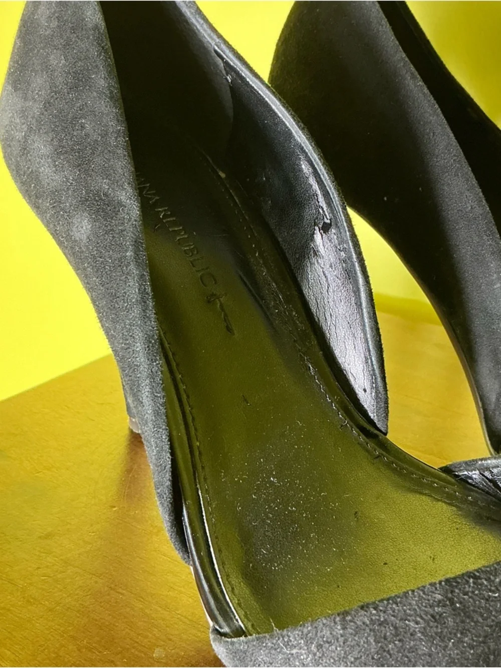 Banana Republic Black Suede Pointed-Toe D'Orsay Heels